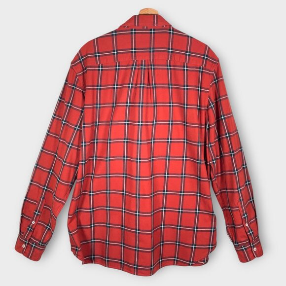 TIMBERLAND Regular Fit Light Flannel Shirt Mens XXL Burnt Orange Plaid Outdoor - Picture 2 of 10